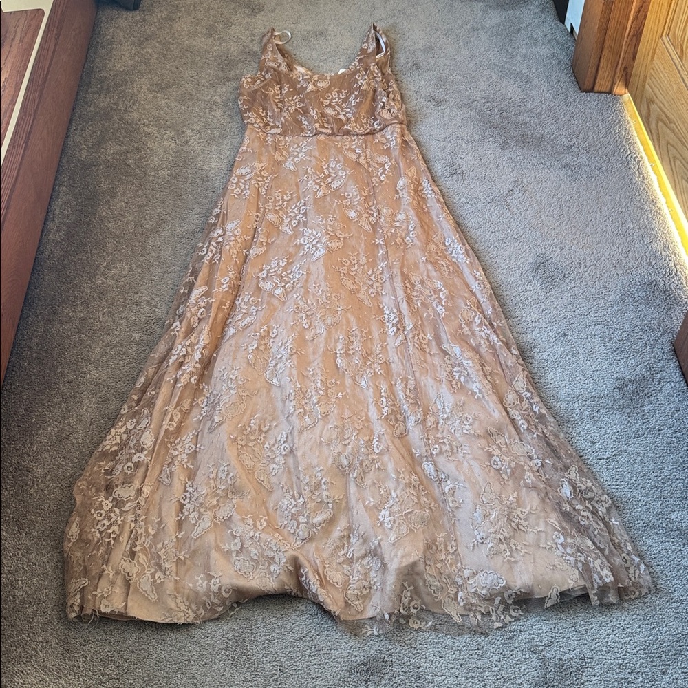 Donna Morgan Collection Oyster Natalya Blouseon Lace Dress SIZE 10 - Picture 2 of 9